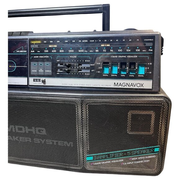 Vtg Magnavox D8300 AM FM Stereo Boombox Radio Dual Cassette Works Sounds Great! - Picture 4 of 16